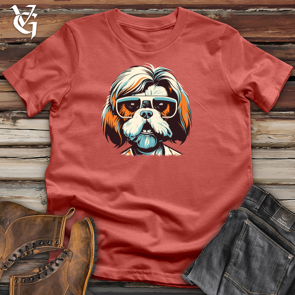 Viking Goods Shih Tzu Stylish Spectacles Cotton Tee Rust / L