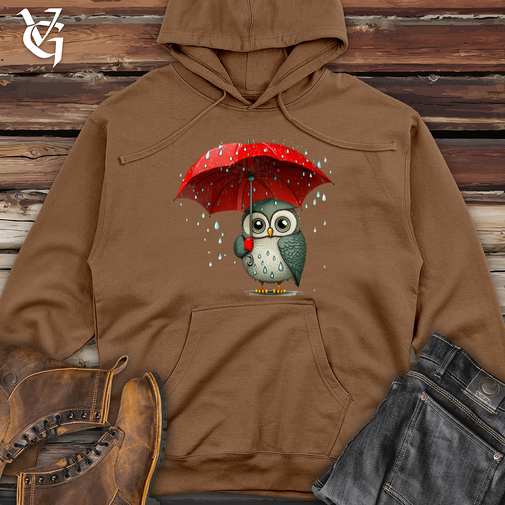 Viking Goods Owl In The Rain Midweight Hooded Sweatshirt Saddle / L