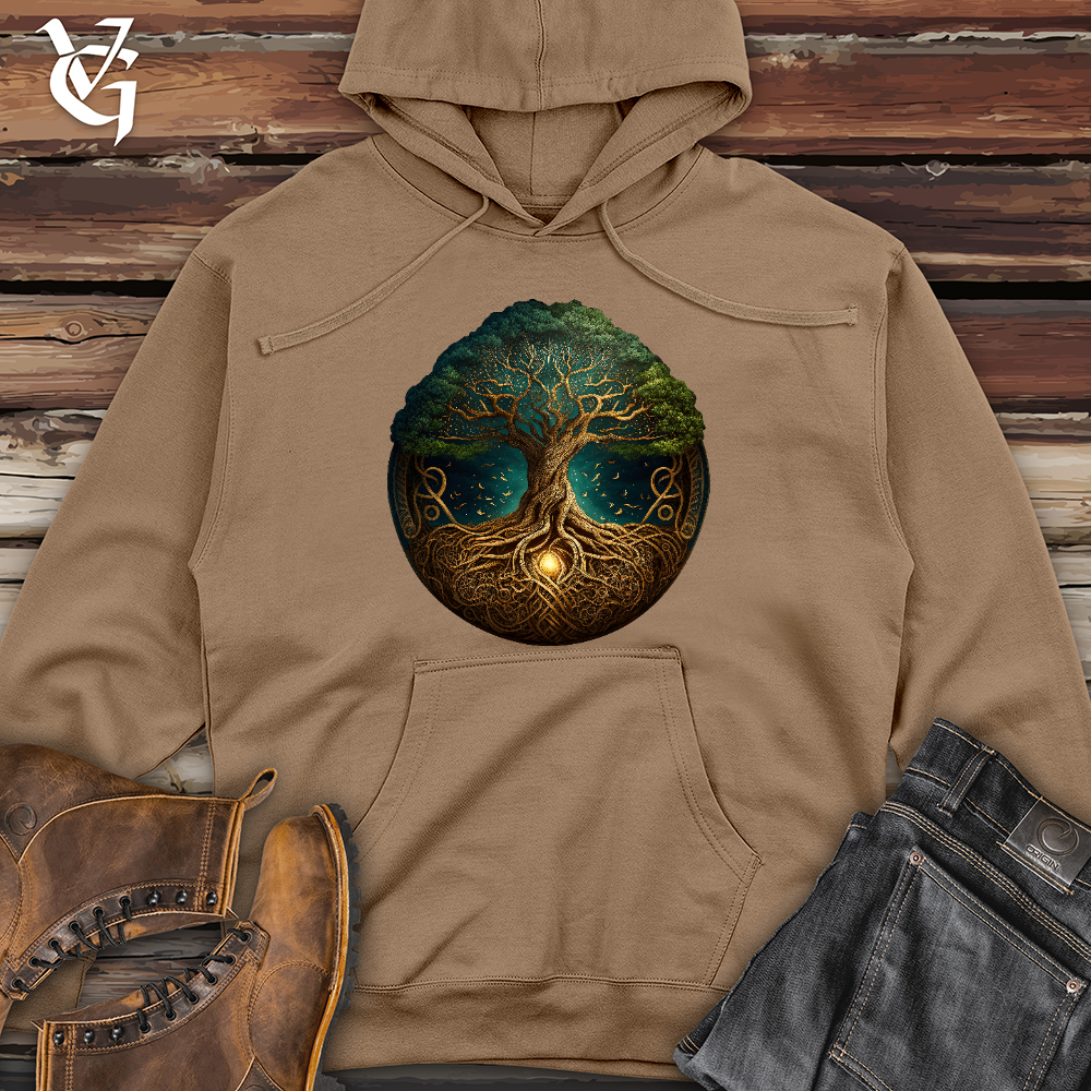 Viking Goods Yggdrasil Tree Midweight Hooded Sweatshirt Sandstone / L