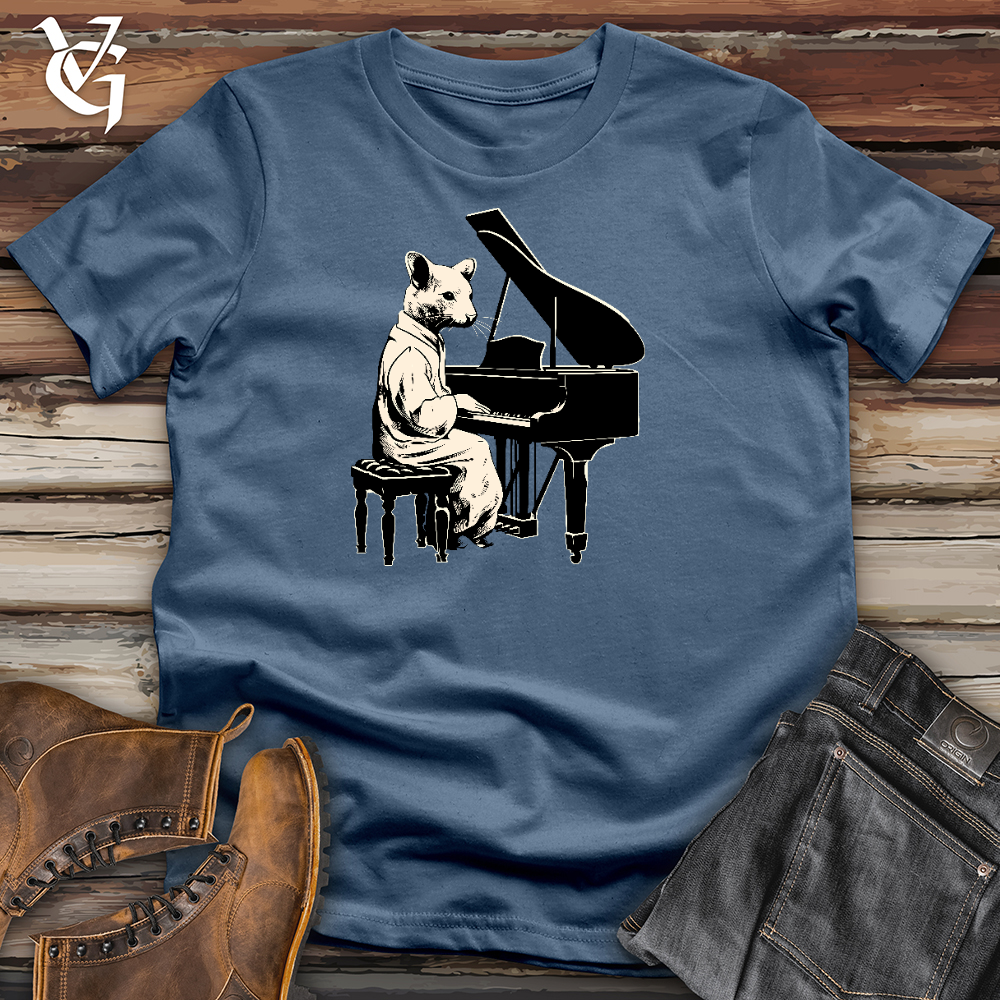 Viking Goods A Mouse Playing Piano Cotton Tee Steel Blue / L