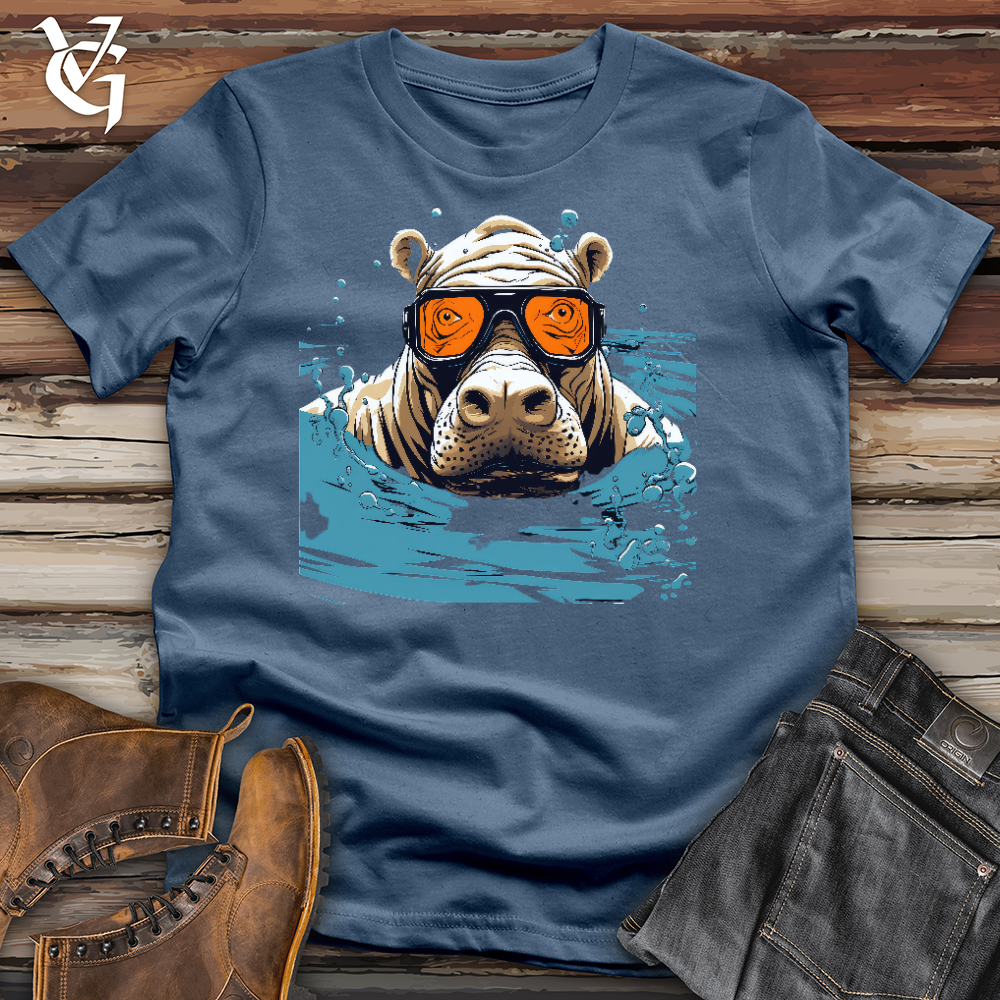 Viking Goods Chillin Hippo Cotton Tee Steel Blue / L