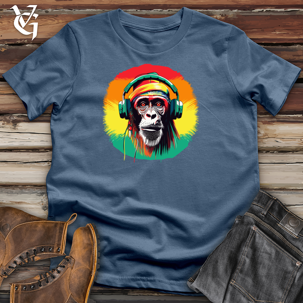 Viking Goods Chimpanzee Music Headphones Cotton Tee Steel Blue / L