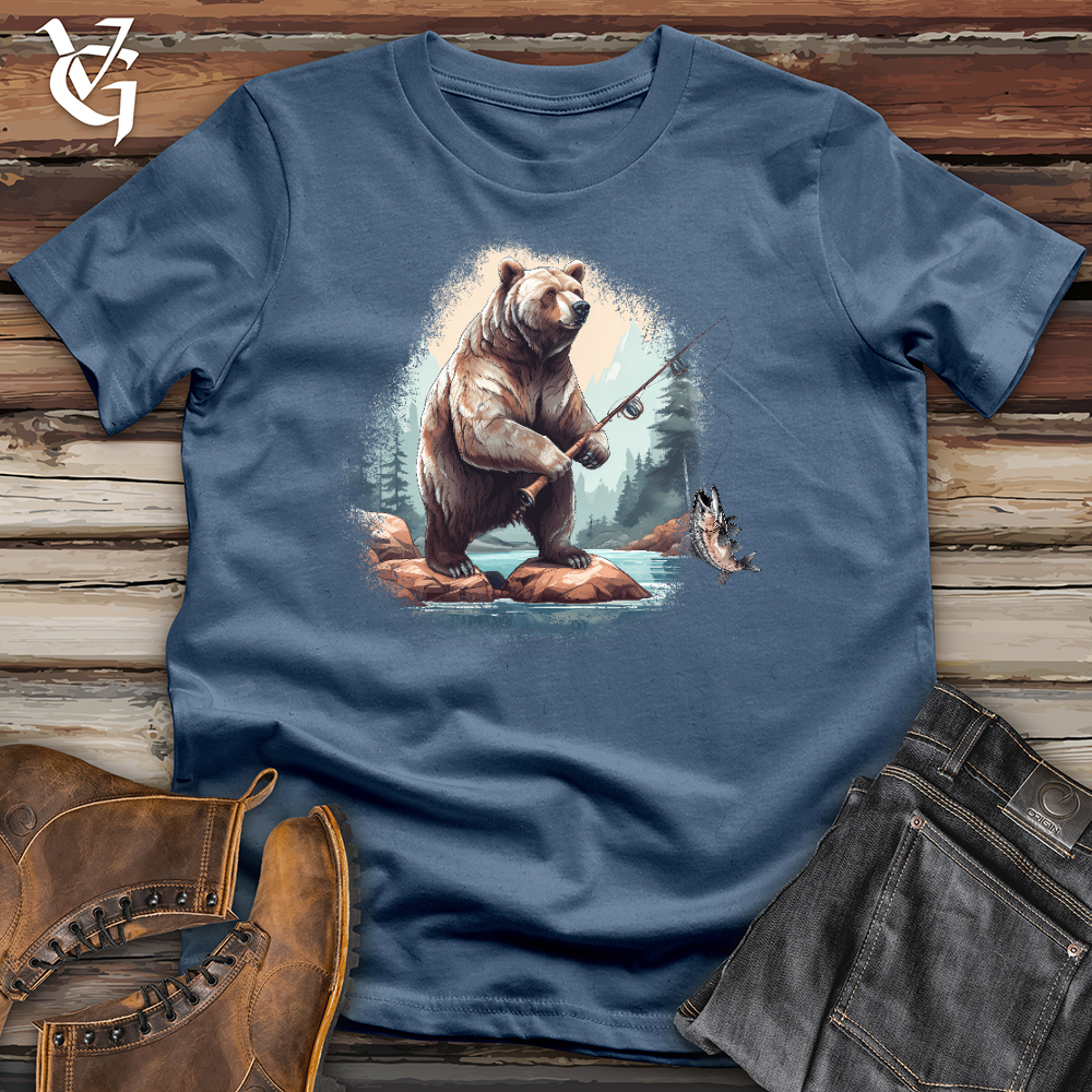Viking Goods Fishing Bear Cotton Tee Steel Blue / L