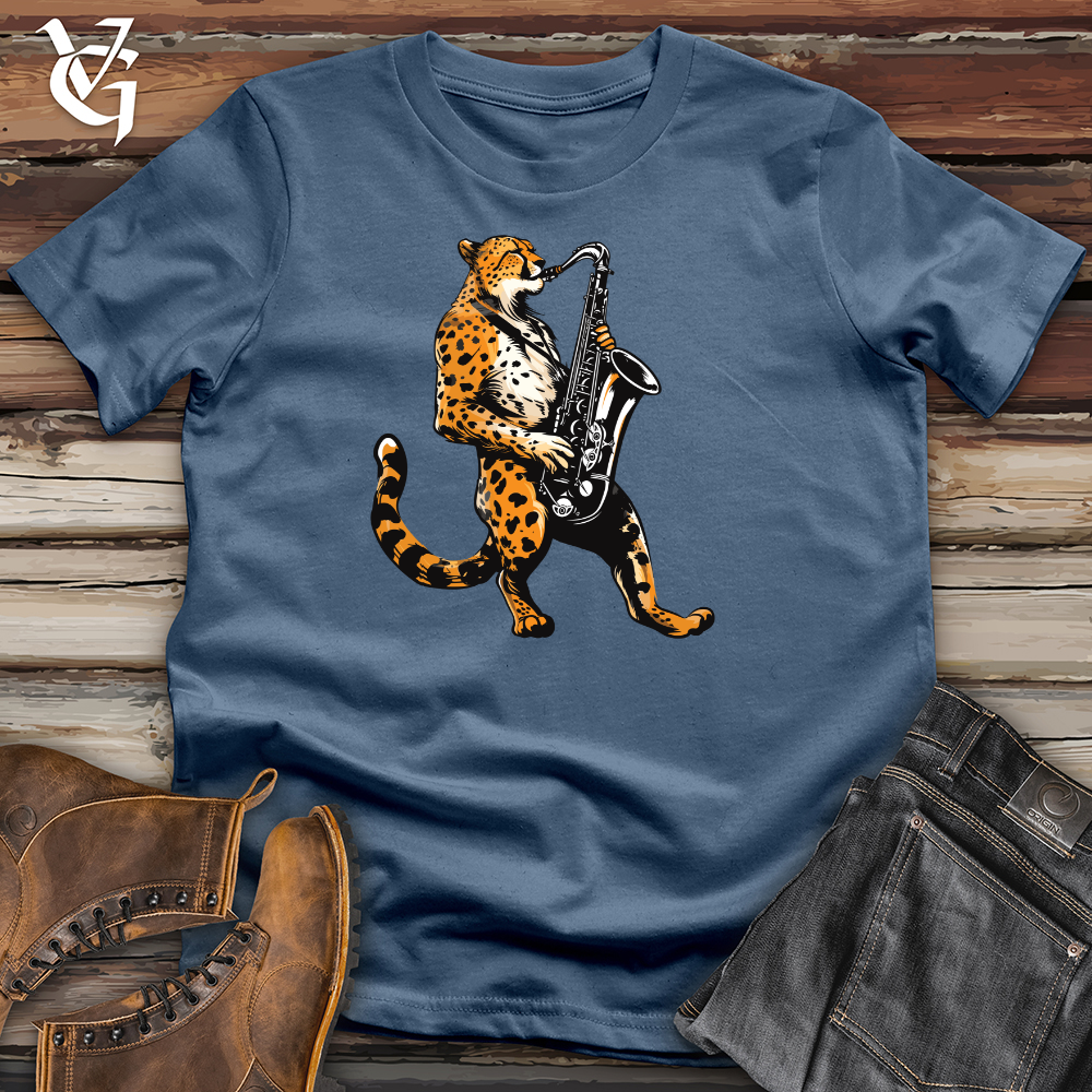 Viking Goods Jazz Cheetah Groove Cotton Tee Steel Blue / L