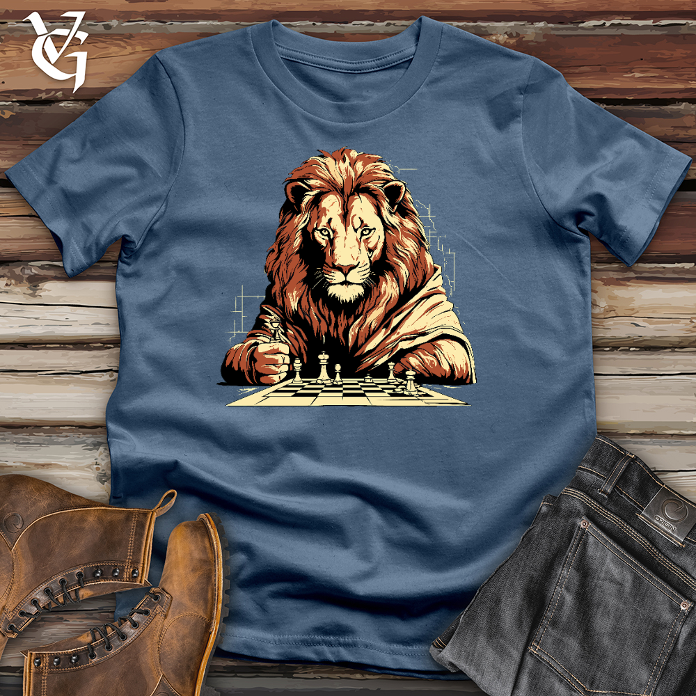 Viking Goods Lion Play Chess Cotton Tee Steel Blue / L