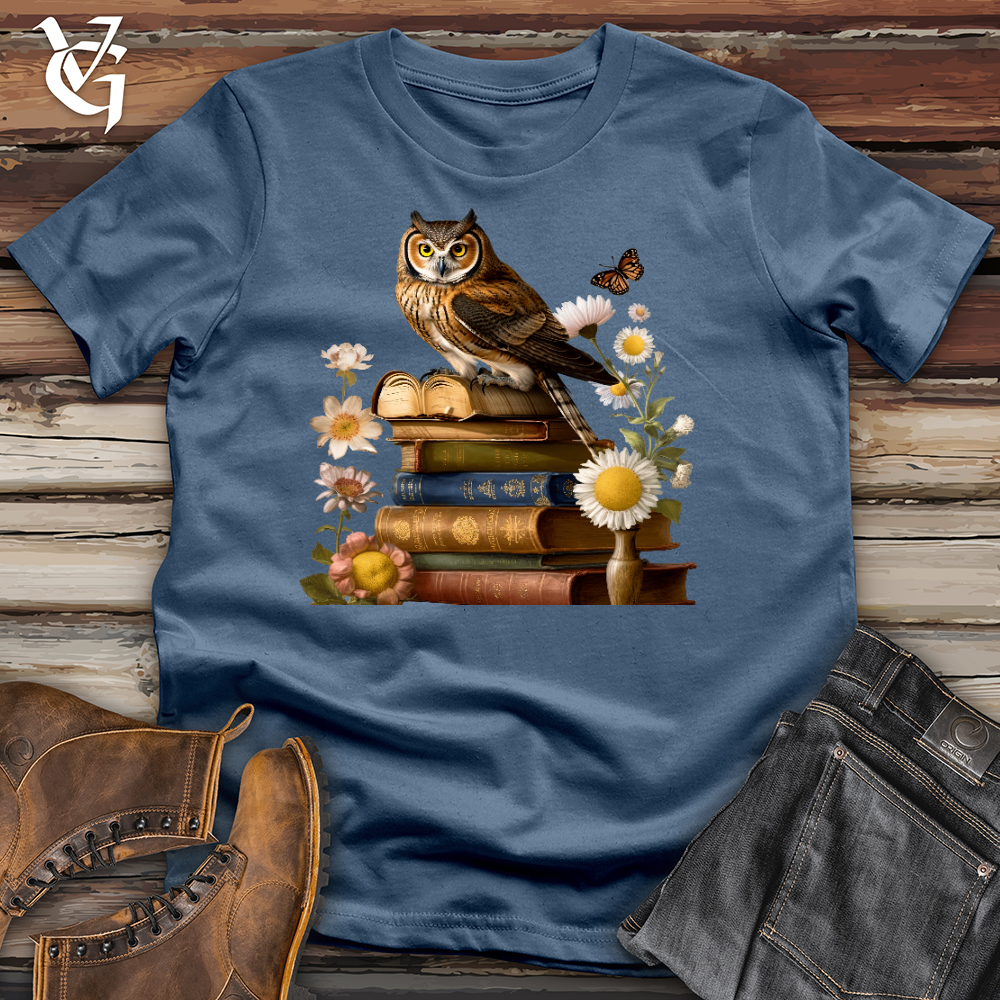 Viking Goods Owl Wisdom Cotton Tee Steel Blue / L