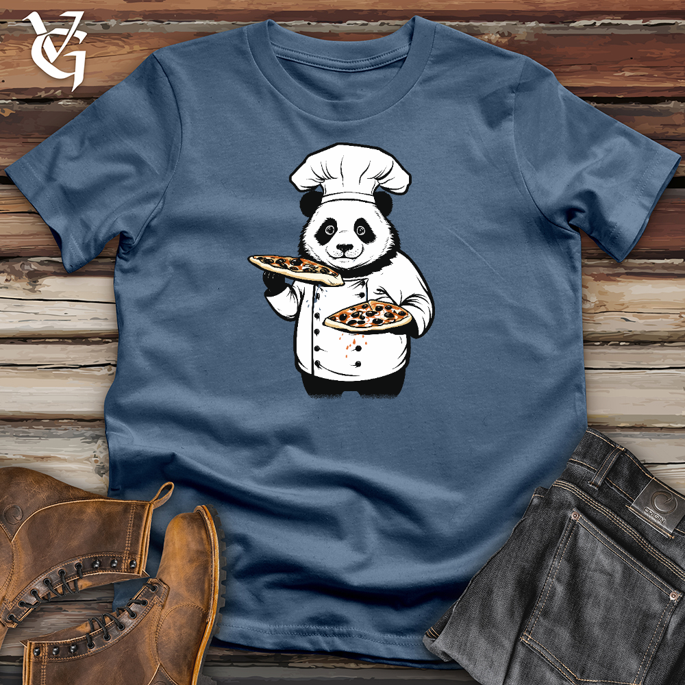 Viking Goods Panda Pizza Chef Cotton Tee Steel Blue / L