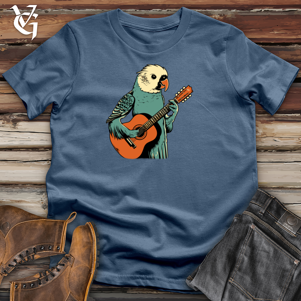 Viking Goods Parakeet Strumming Guitar Cotton Tee Steel Blue / L