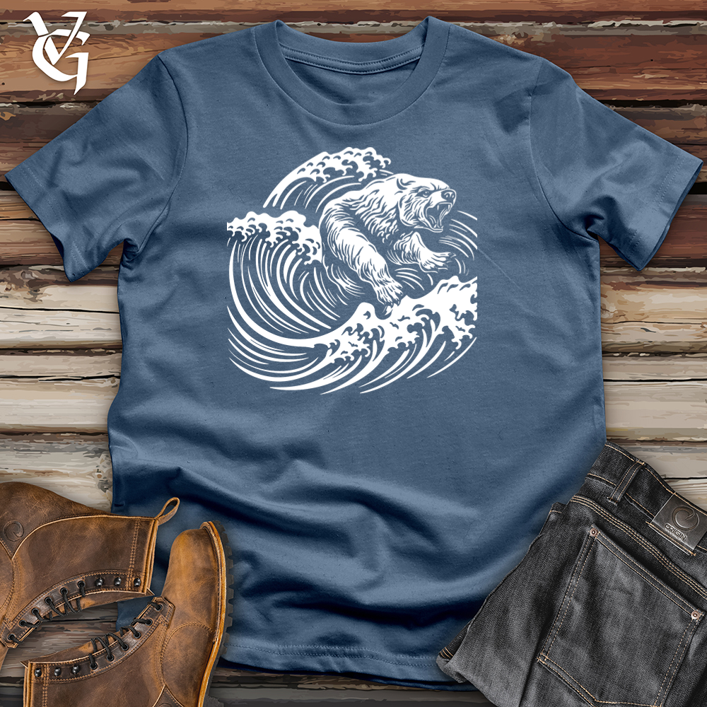 Viking Goods Rider Bear Wave Cotton Tee Steel Blue / L