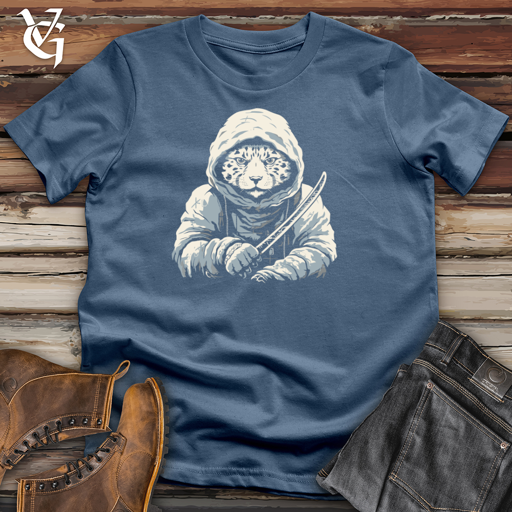 Viking Goods Snow Leopard Samurai Cotton Tee Steel Blue / L