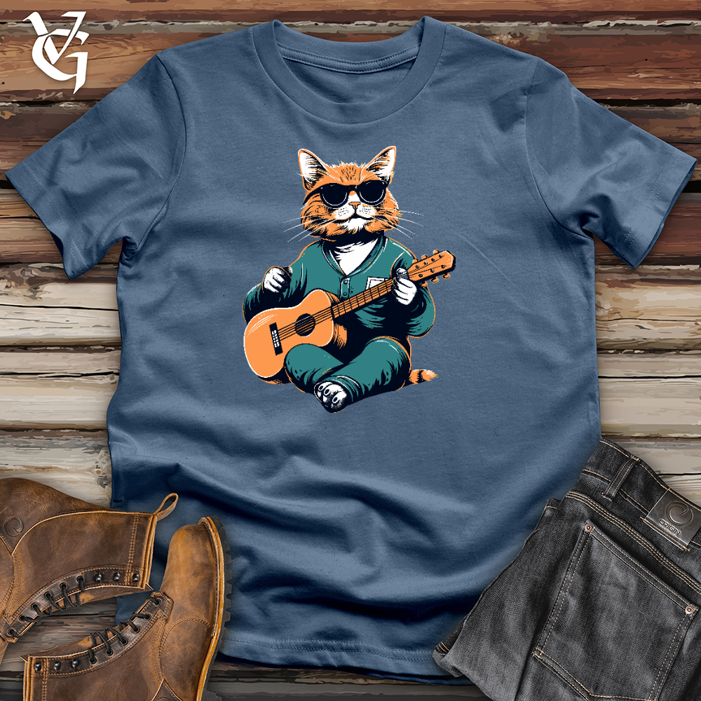 Viking Goods Ukulele Feline Groove Cotton Tee Steel Blue / L