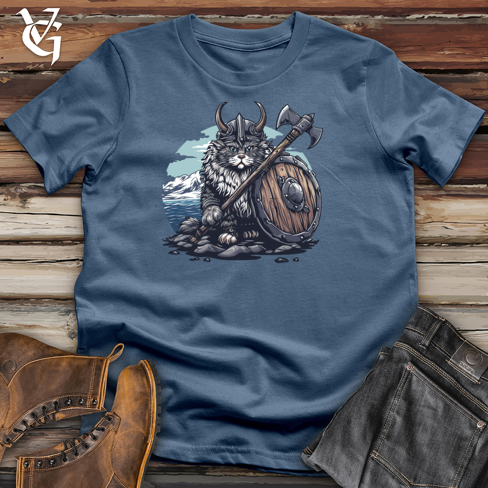 Viking Goods Viking Cat Warrior Cotton Tee Steel Blue / L