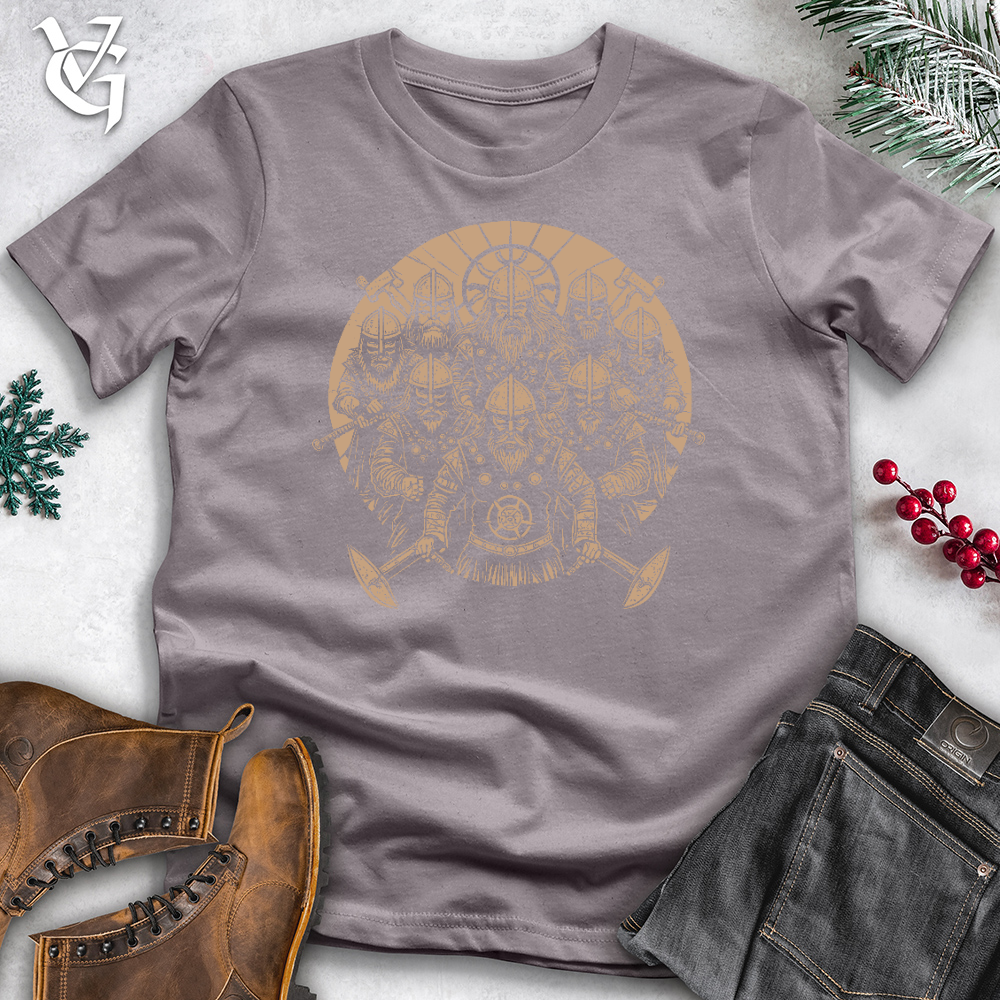 Viking Goods A Gang of Stern Vikings Stands Ominously With Shields Cotton Tee Storm / L