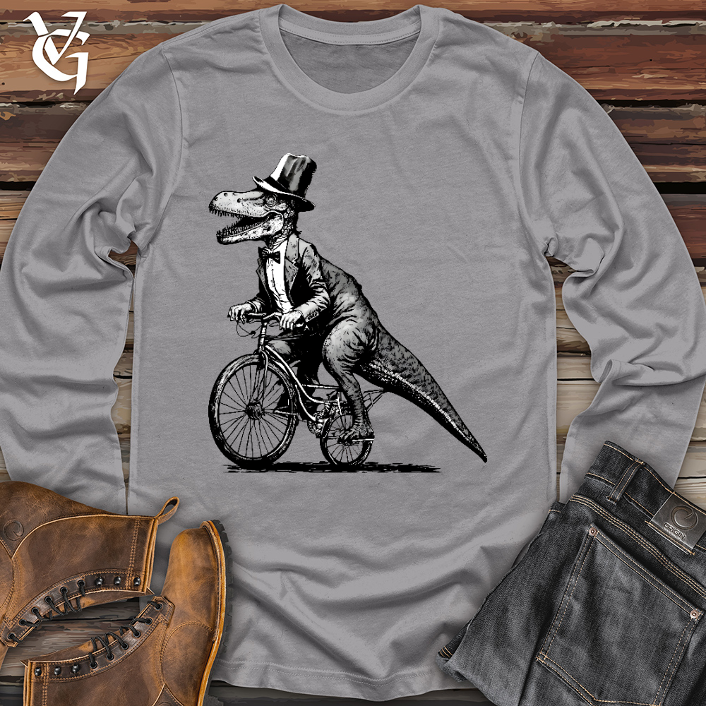 Viking Goods Dinosaur Riding a Bike Long Sleeve Storm / L