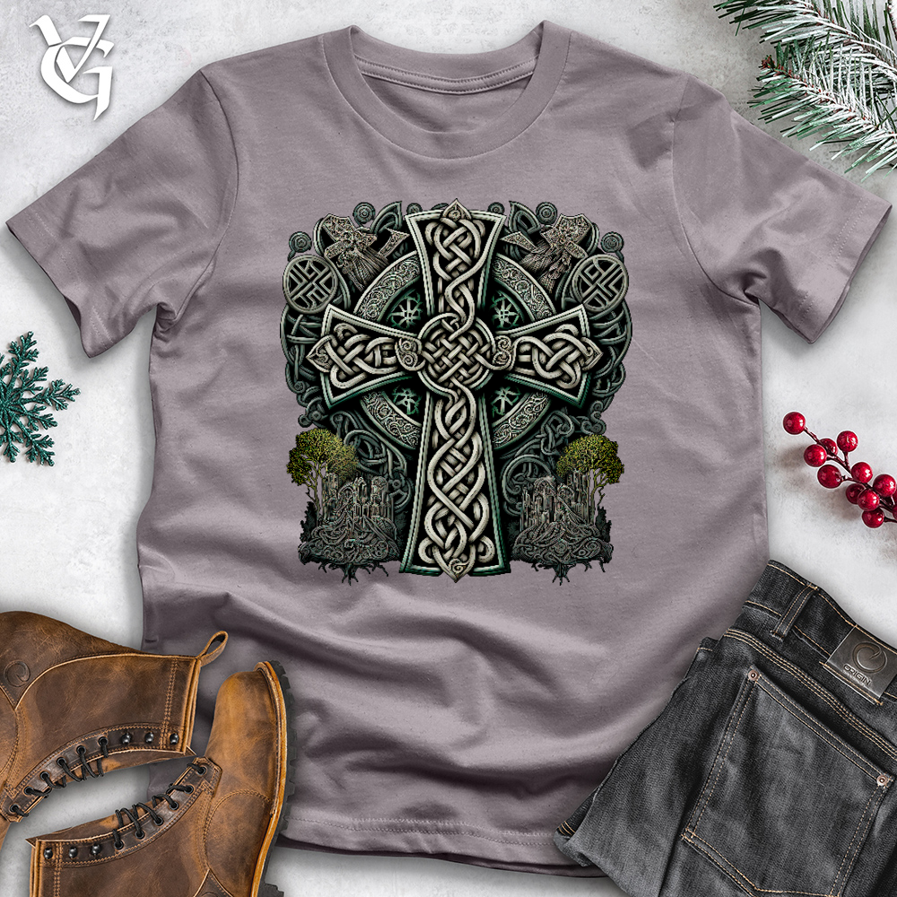 Viking Goods Metallic Celtic Crosses Cotton Tee Storm / L