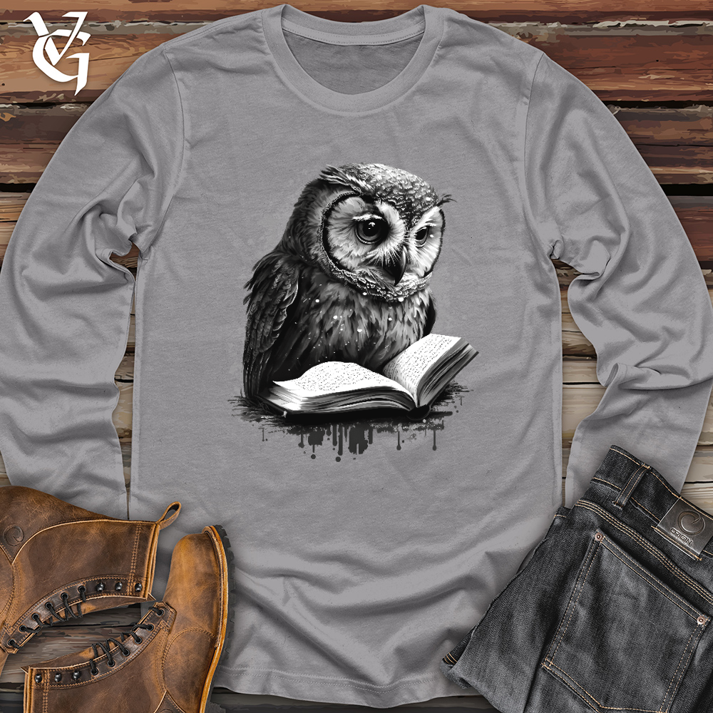 Viking Goods Owl Reading Book Long Sleeve Storm / L