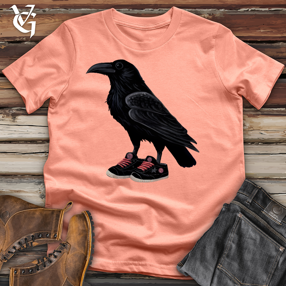 Viking Goods Raven Wearing Sneakers Cotton Tee Sunset / L