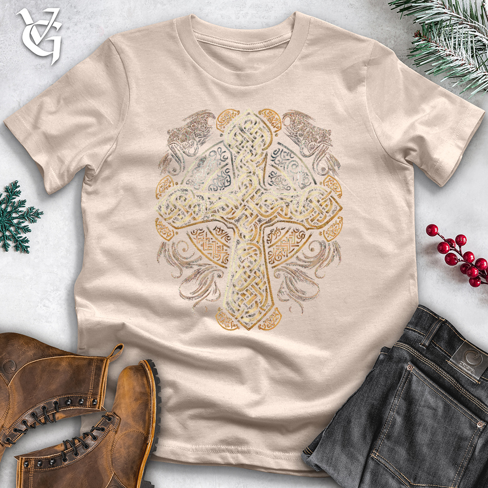 Viking Goods Ancient Celtic Cross Cotton Tee Tan / L