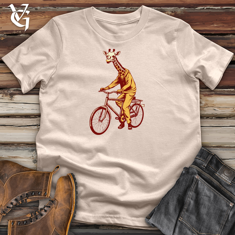 Viking Goods Cycling Giraffe Cotton Tee Tan / L