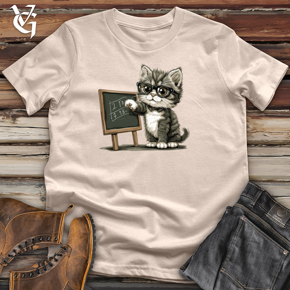 Viking Goods Kitten Math Tutor Cotton Tee Tan / L