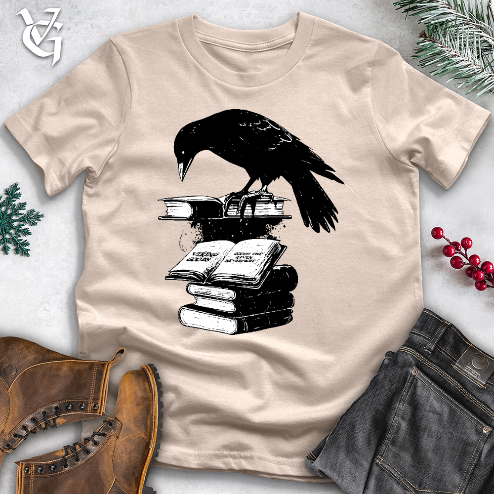 Viking Goods Raven Reading Fanatic Cotton Tee Tan / L