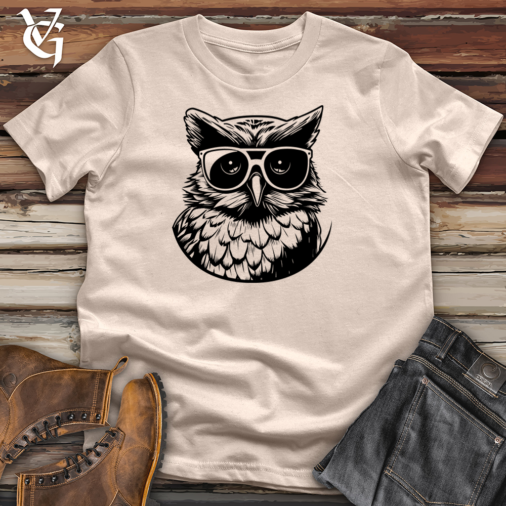 Viking Goods Skateboard Owl Cool Cotton Tee Tan / L