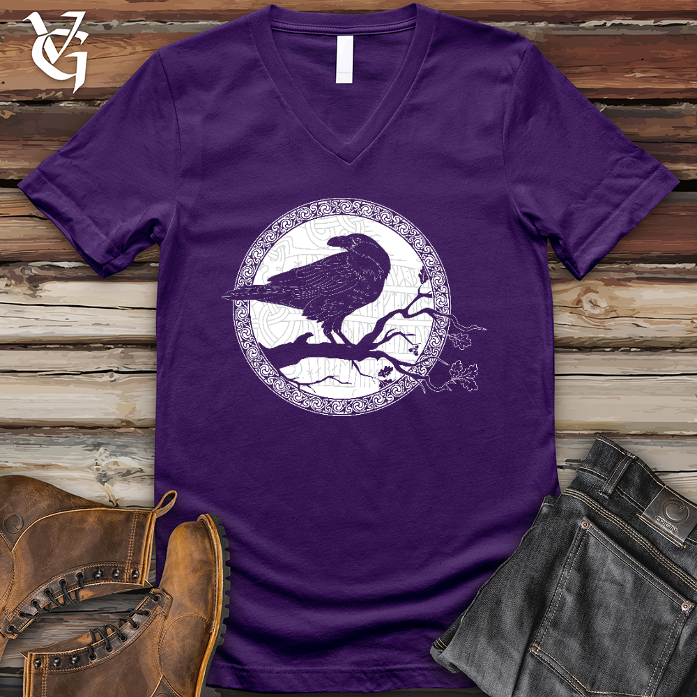 Viking Goods White Raven Winter V- Neck Tee Team Purple / L