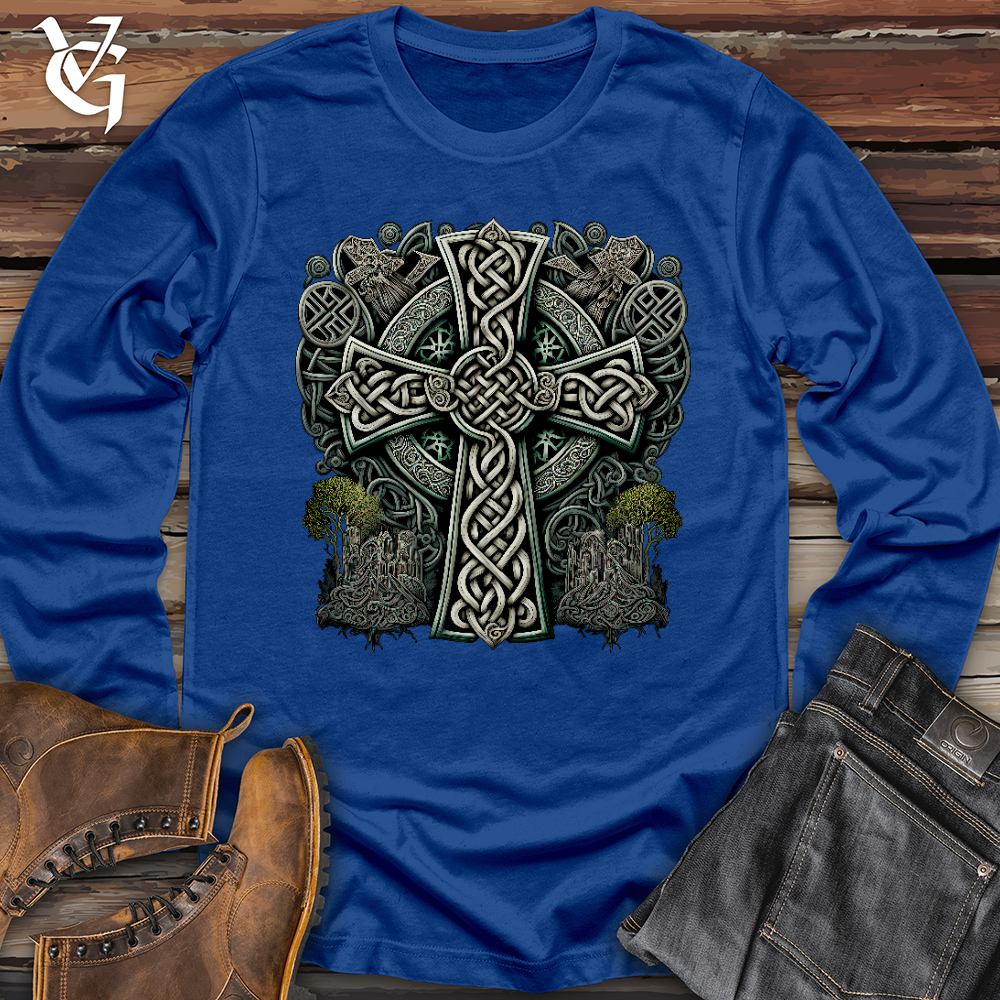 Viking Goods Metallic Celtic Crosses Long Sleeve True Royal / L