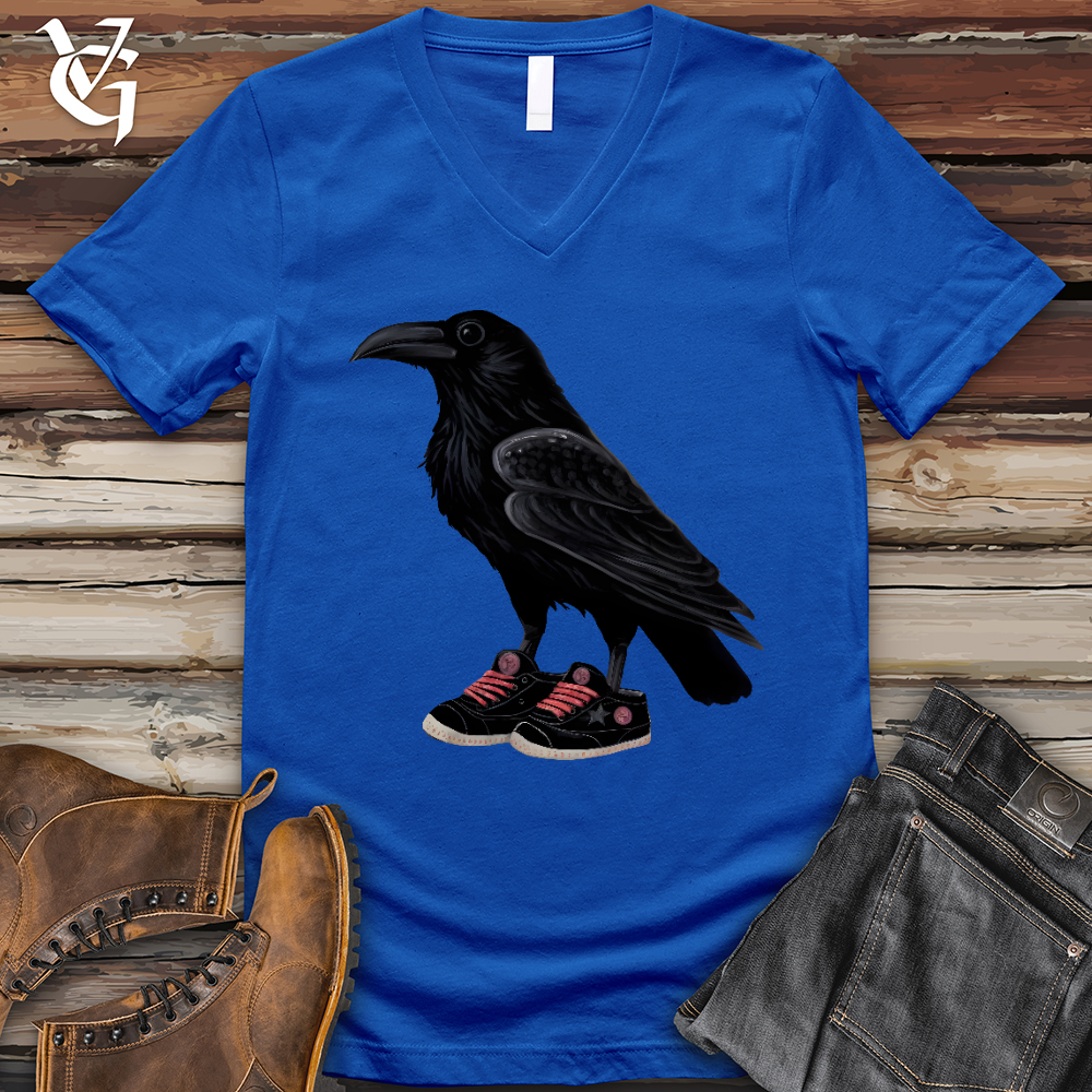 Viking Goods Raven Wearing Sneakers V- Neck Tee True Royal / L