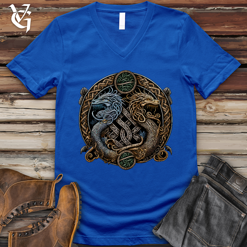 Viking Goods Two Dragons V- Neck Tee True Royal / L