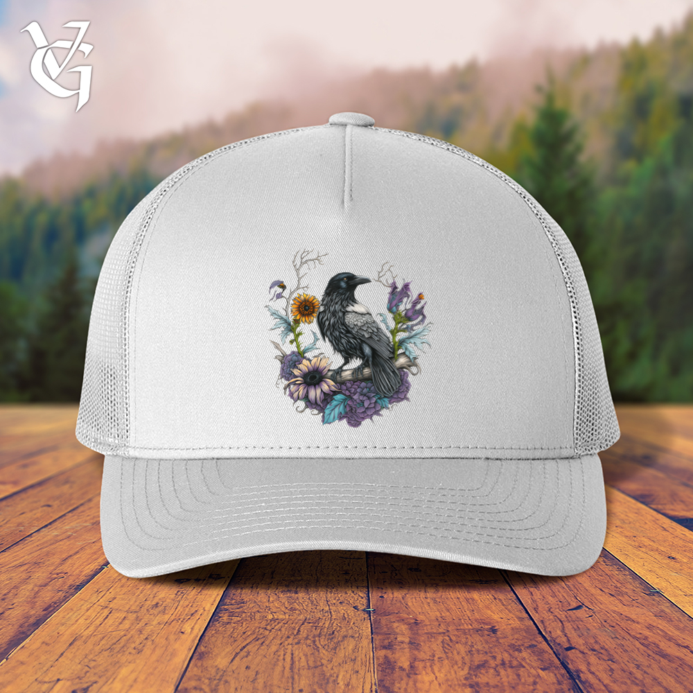 Viking Goods Flower Wreath Raven Trucker Cap White
