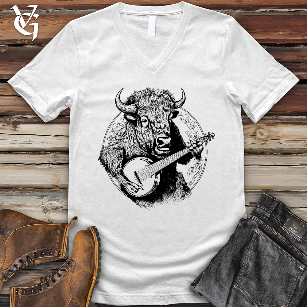 Viking Goods Banjo Bison V-Neck Tee White / L
