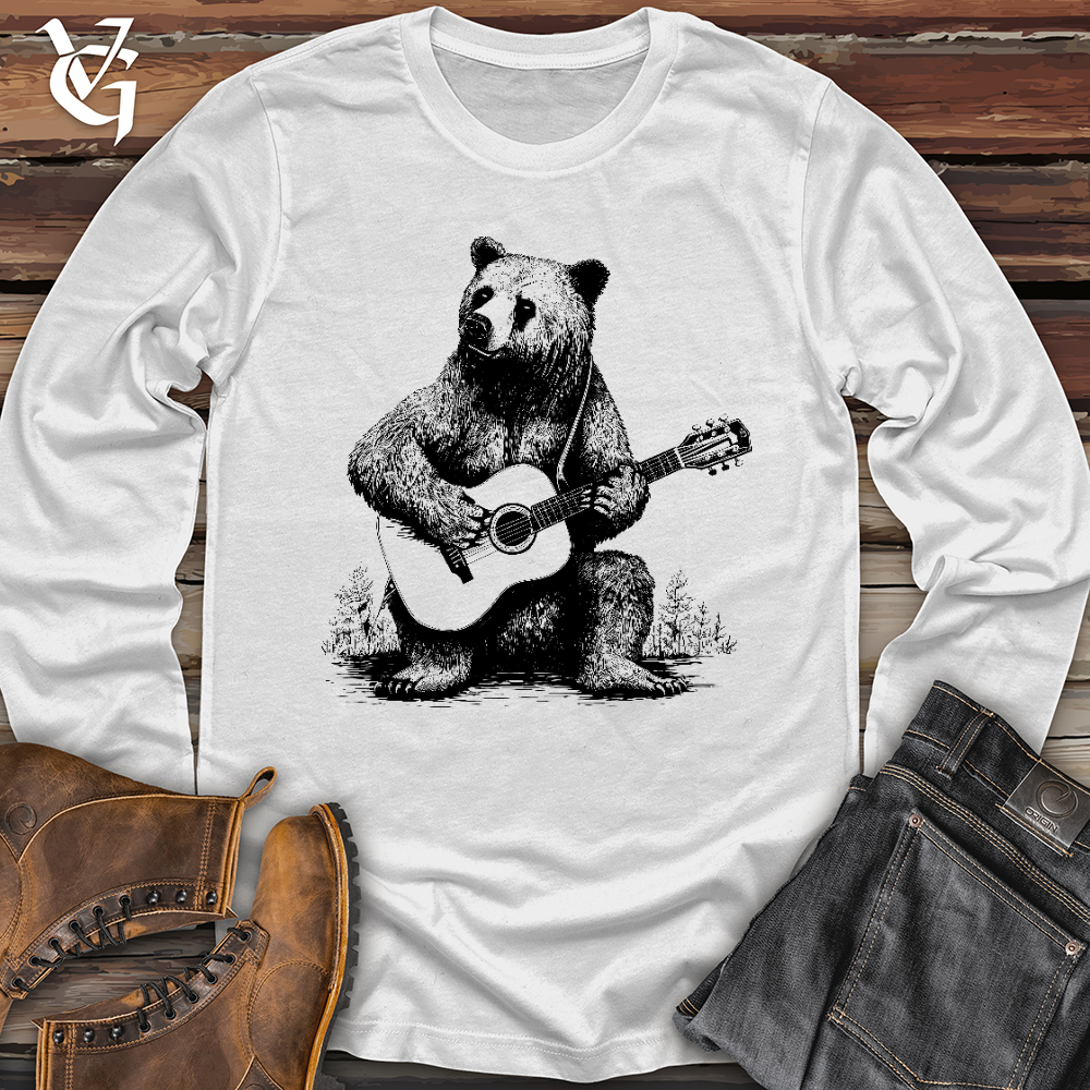 Viking Goods Bear Guitarist Long Sleeve White / L