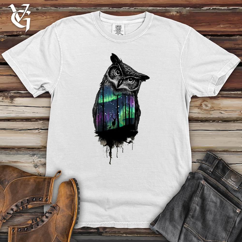 Viking Goods Northern Lights Owl Heavy Cotton Comfort Colors Tee White / L