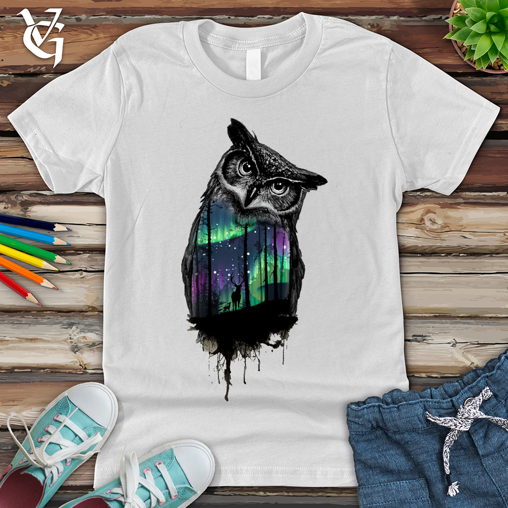 Viking Goods Northern Lights Owl Youth Tee White / L