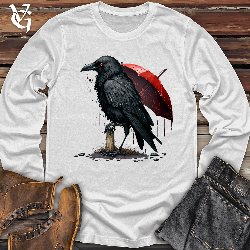 Viking Goods Raven In The Rain Long Sleeve White / L