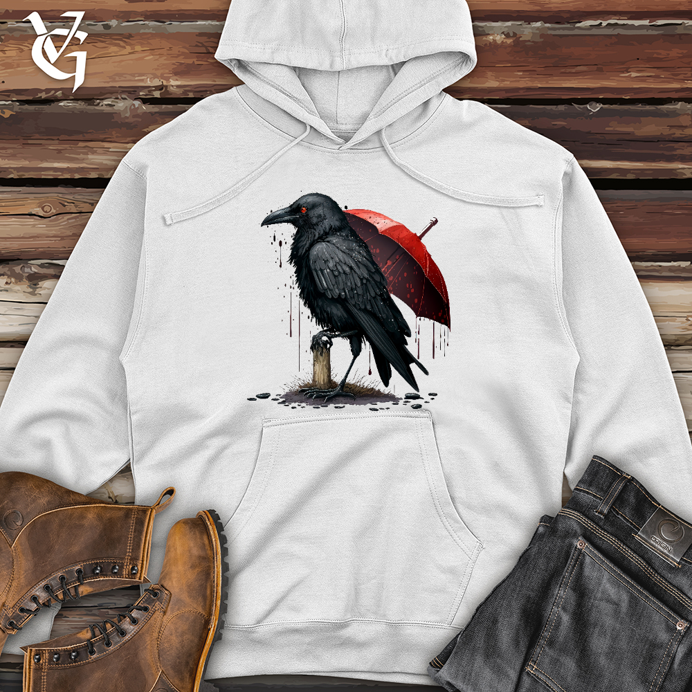 Viking Goods Raven in the Rain Midweight Hooded Sweatshirt White / L