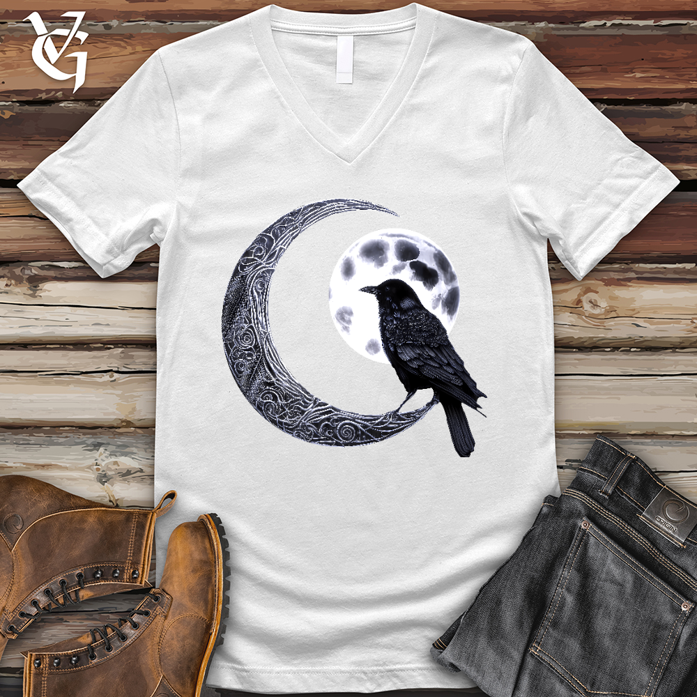 Viking Goods Raven & Moon Negotiations V- Neck Tee White / L