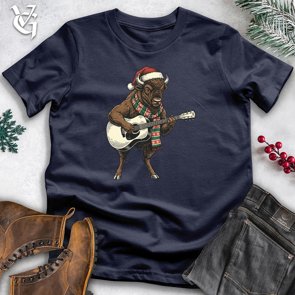 Christmas Bison Playing Guitar Softstyle Tee