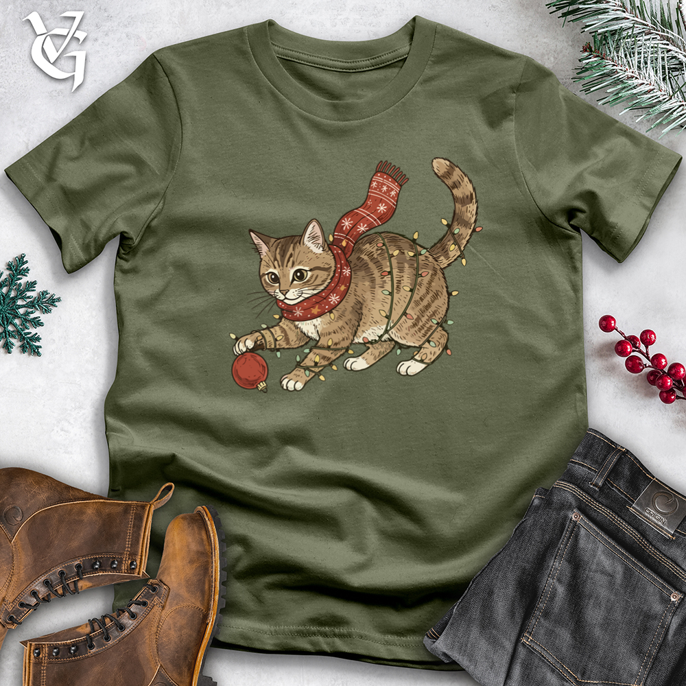 Christmas Cat Playing Softstyle Tee