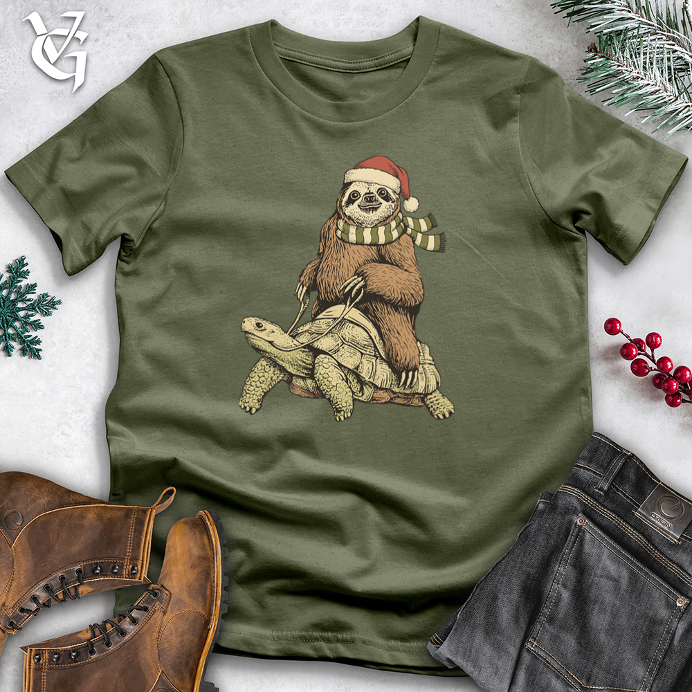 Christmas Sloth With Turtle Tee