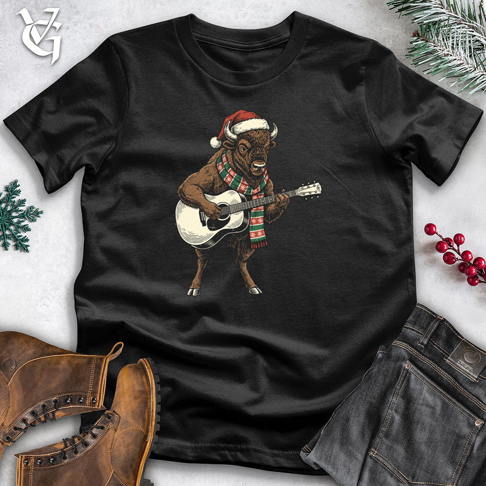 Christmas Bison Playing Guitar Softstyle Tee