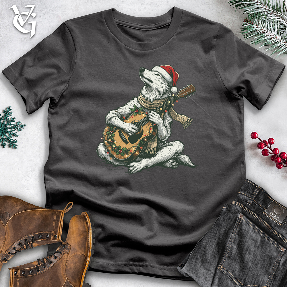 Christmas Wolf Playing Guitar Tee