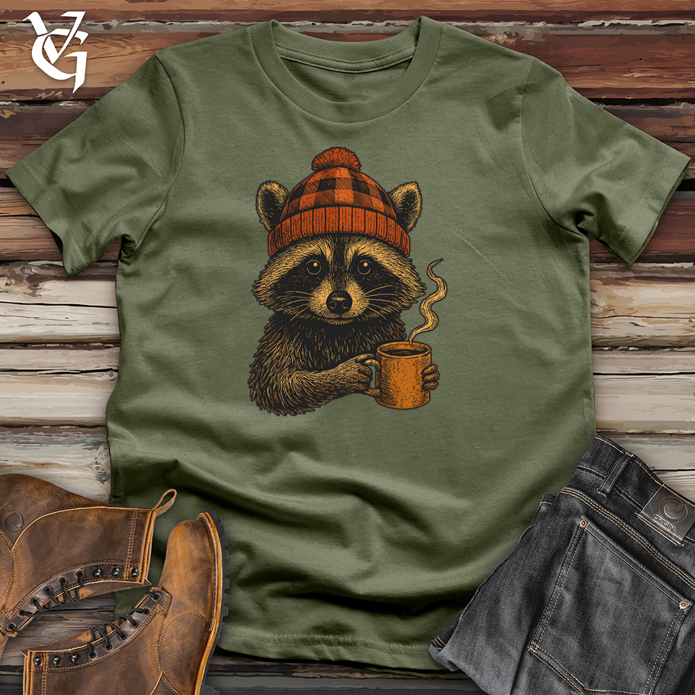 Cozy Fall Raccoon Vibes Softstyle Tee