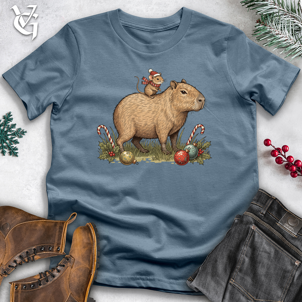 Christmas Capybara and Mouse Tee