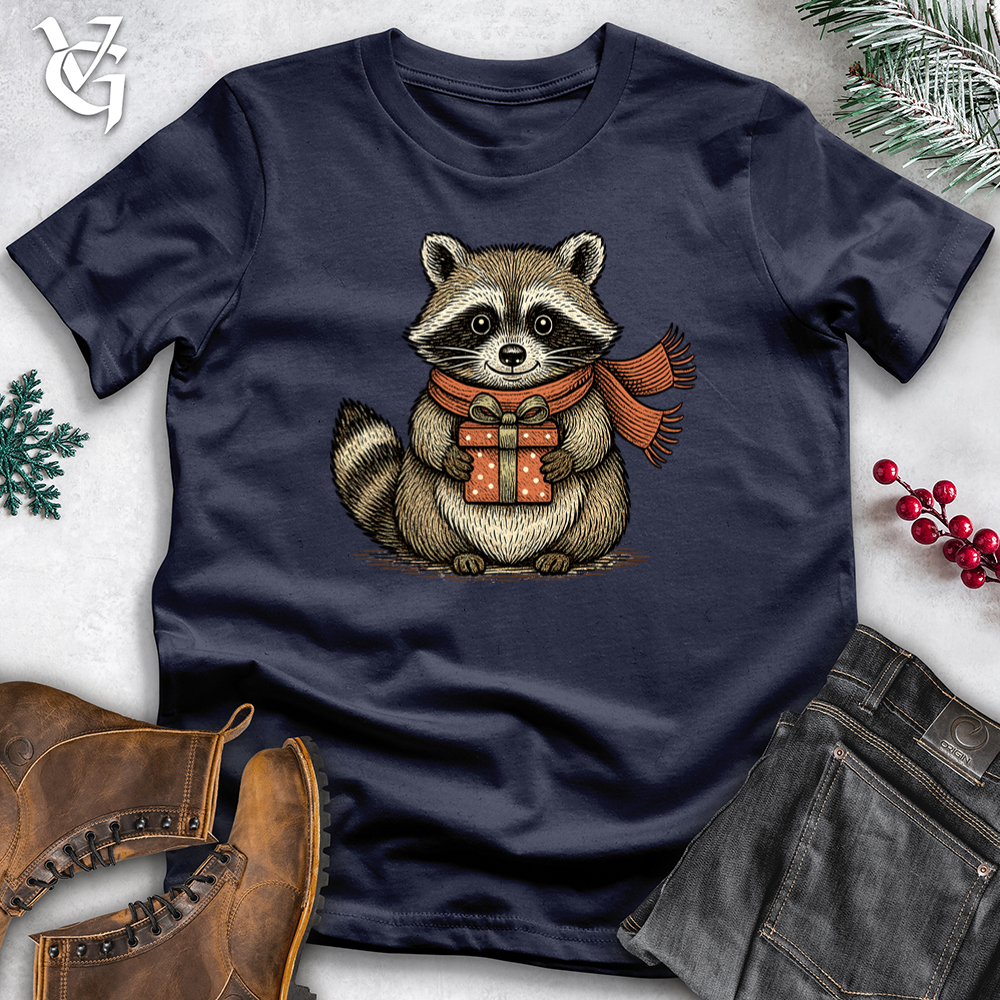 Raccoon with Christmas Gift Softstyle Tee