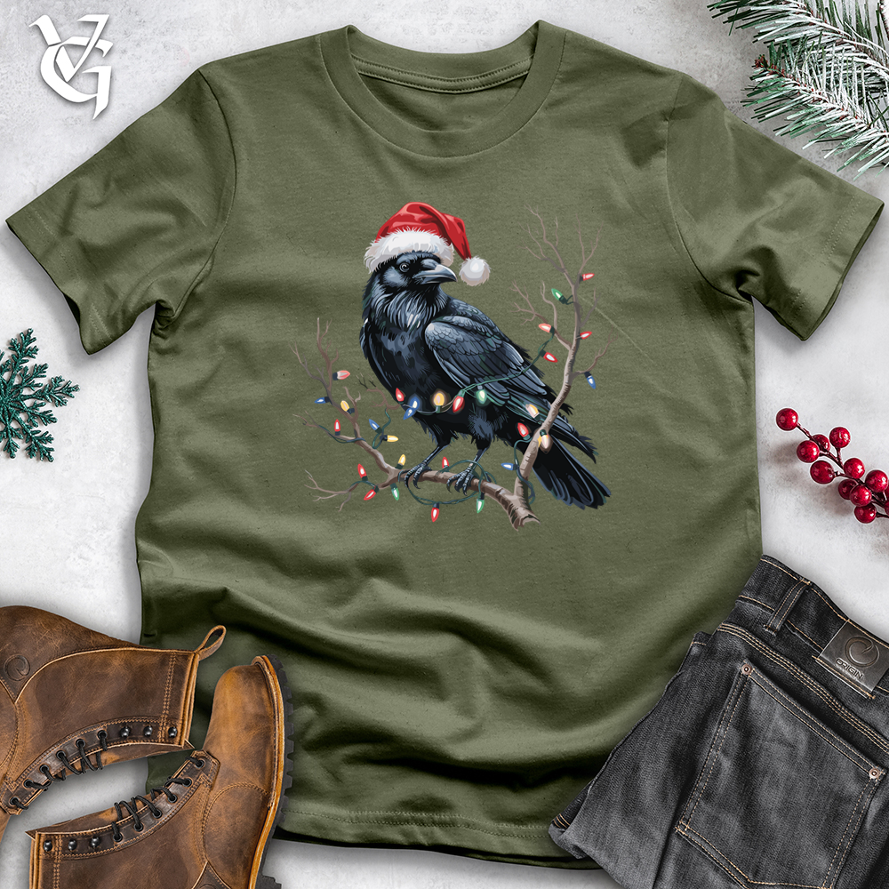 Raven With Santa Hat Softstyle Tee