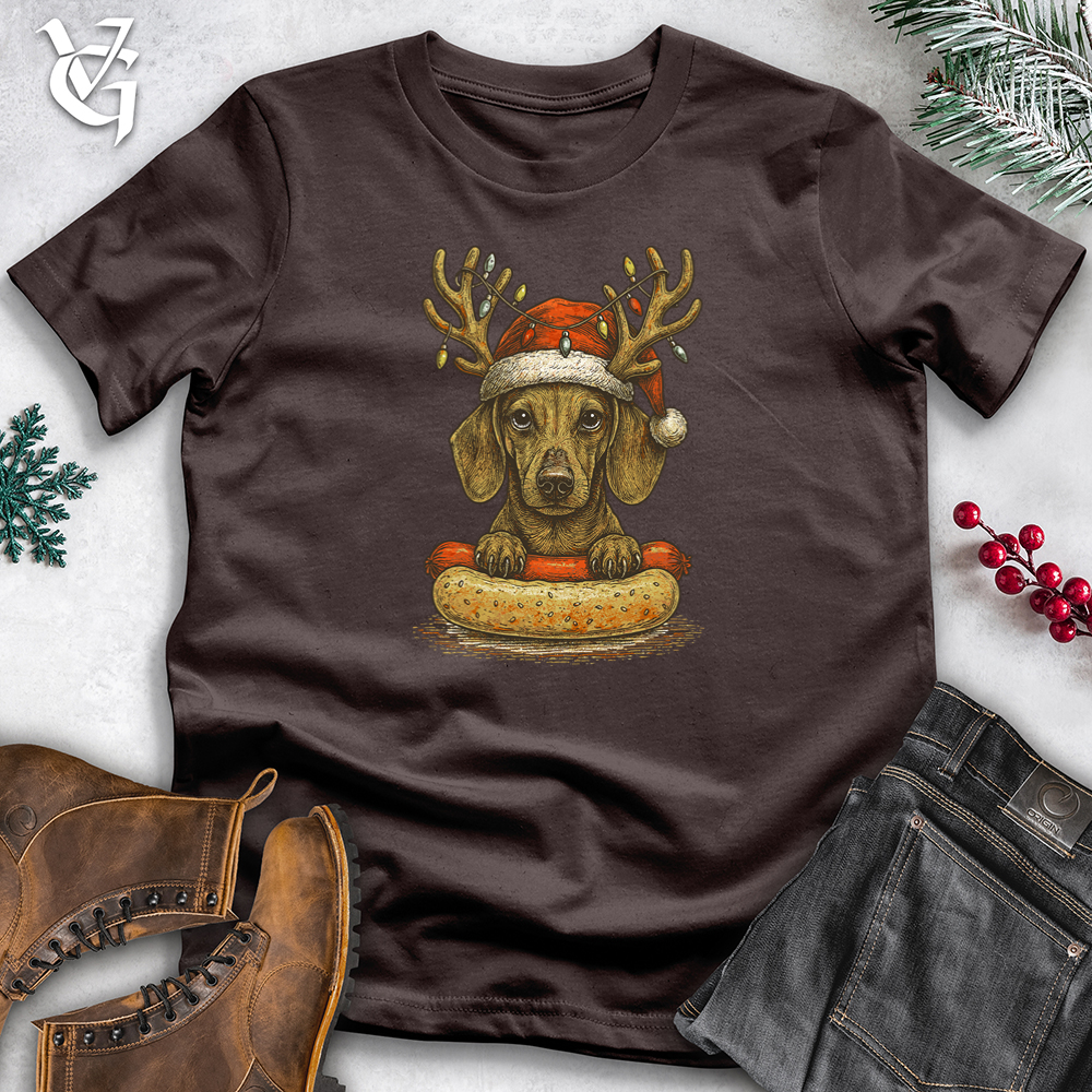 Christmas Dachshund Hotdog Hug Softstyle Tee