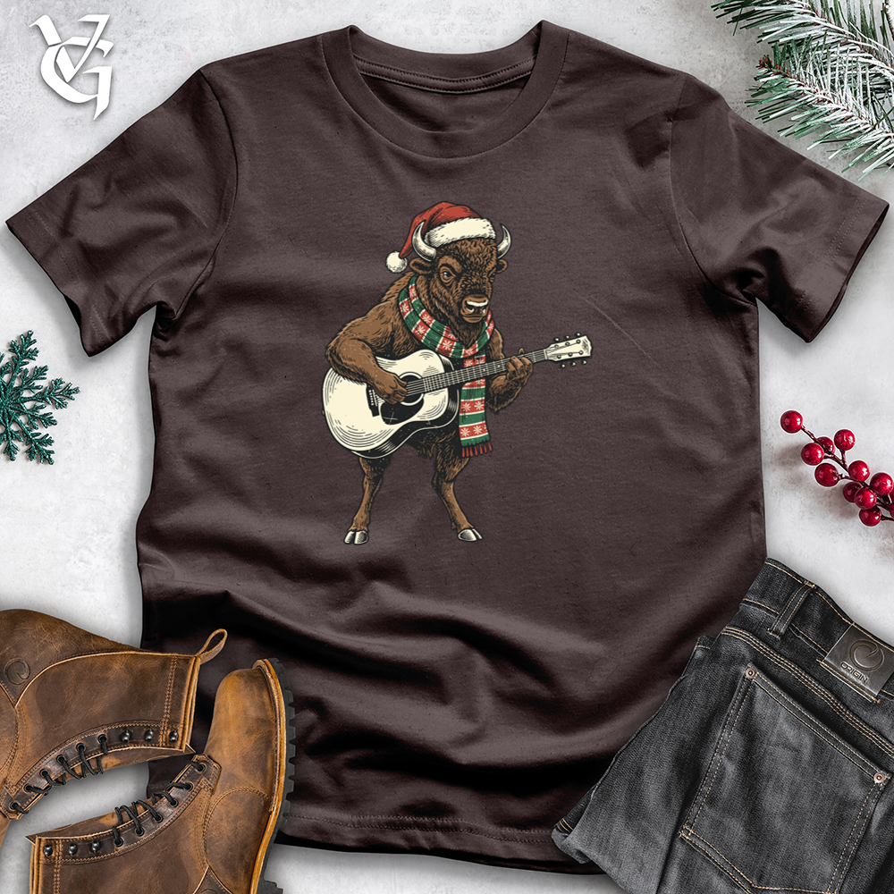 Christmas Bison Playing Guitar Softstyle Tee