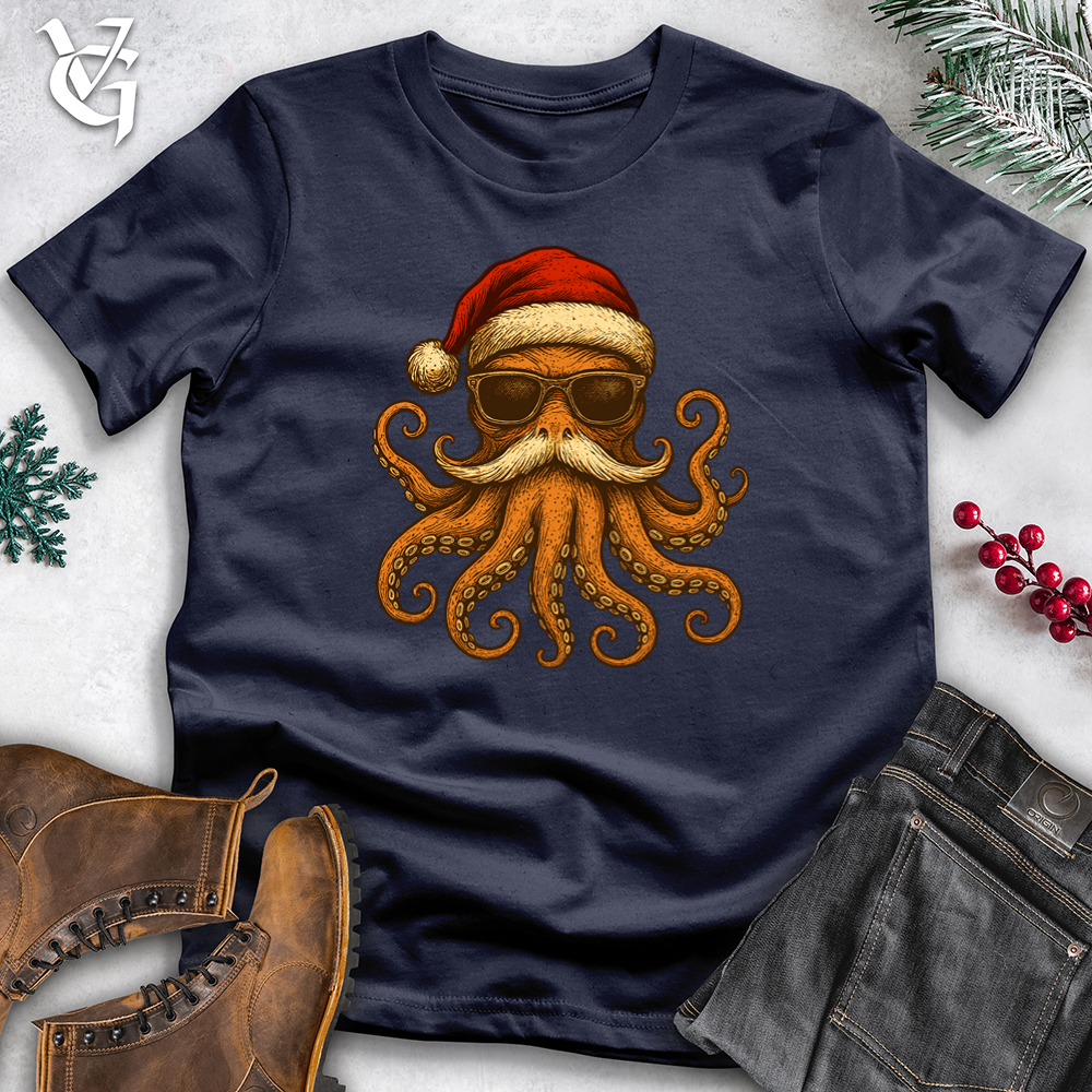Christmas Cool Octopus With Sunglasses Softstyle Tee